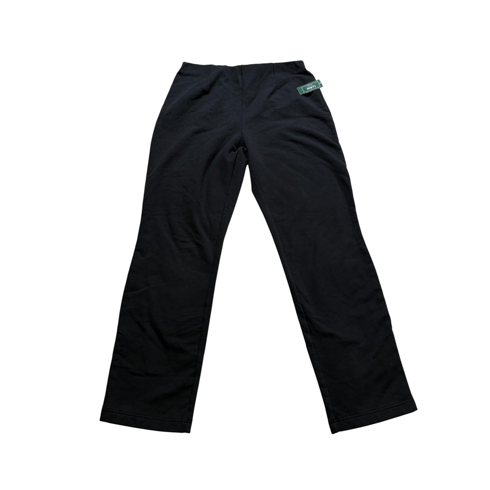 L.L.Bean Perfect Fit Fleece Pants L Black Slim Leg NWT 510763 Loungerwear Office